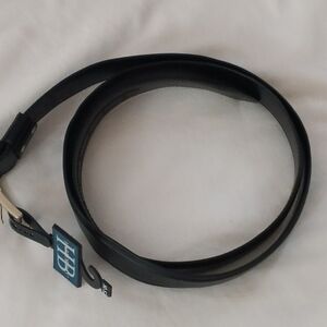 Harbor Bay Men 50-52 Black Leather Belt with Metal Buckle